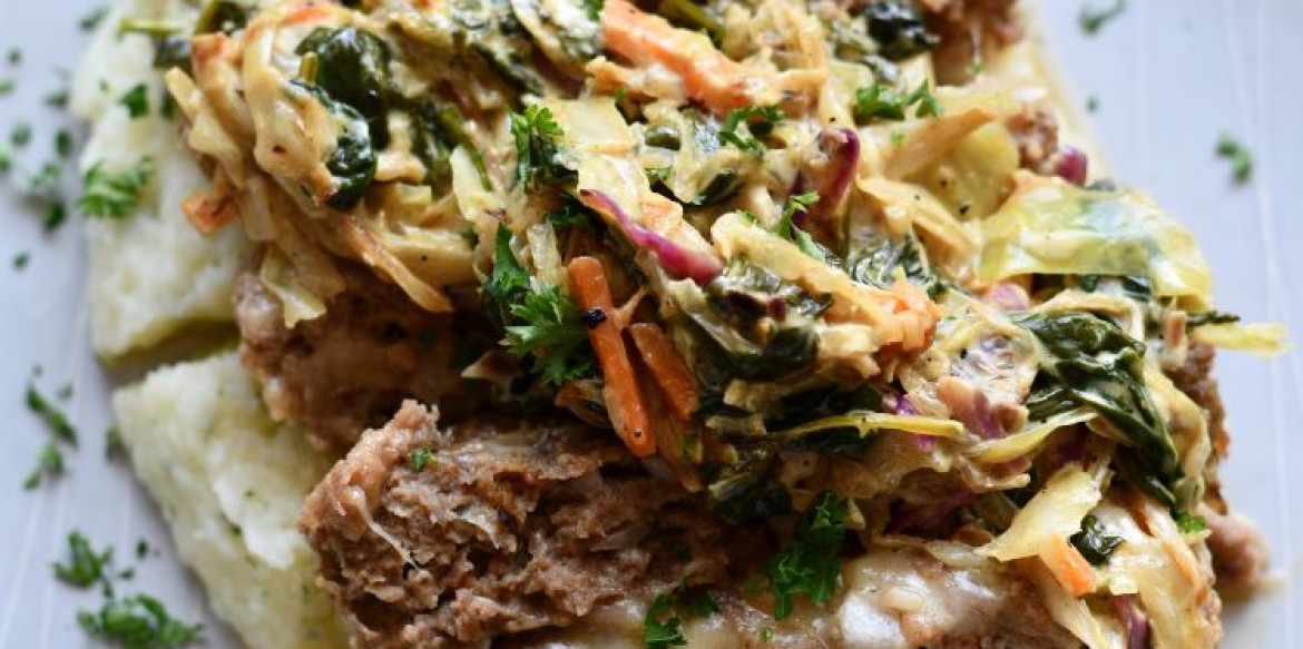 Irish Venison Meatloaf with Coleslaw Spinach Cream Sauce 2