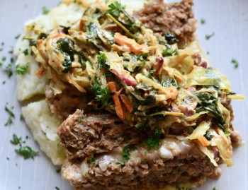 Irish Venison Meatloaf with Coleslaw Spinach Cream Sauce 2